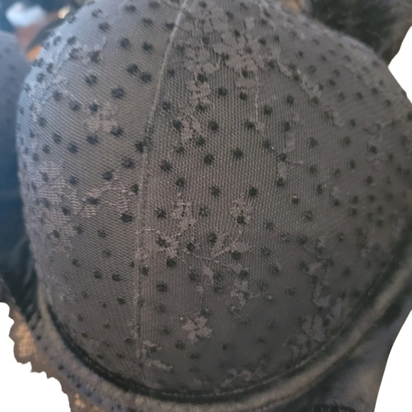 Victoria's Secret Dream Angels Lined Demi Lace Fur Trim Black Bra Size 36DDD - Picture 3 of 10